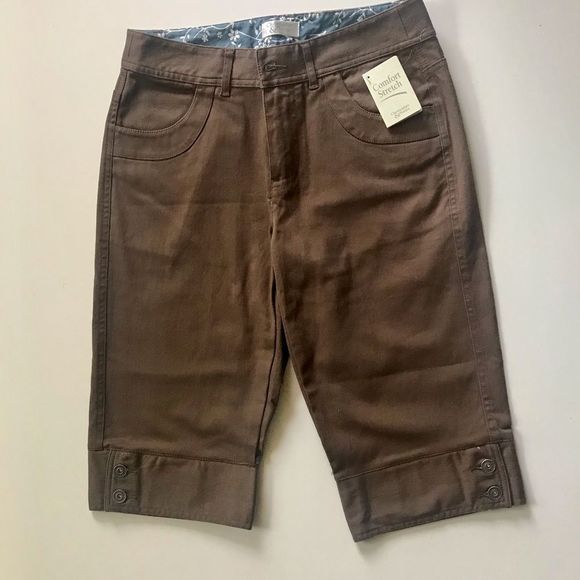 Christopher & Banks Pants - CHRISTOPHER & BANKS Capris Pants Brown Comfort Stretch Button Cuff Size 4